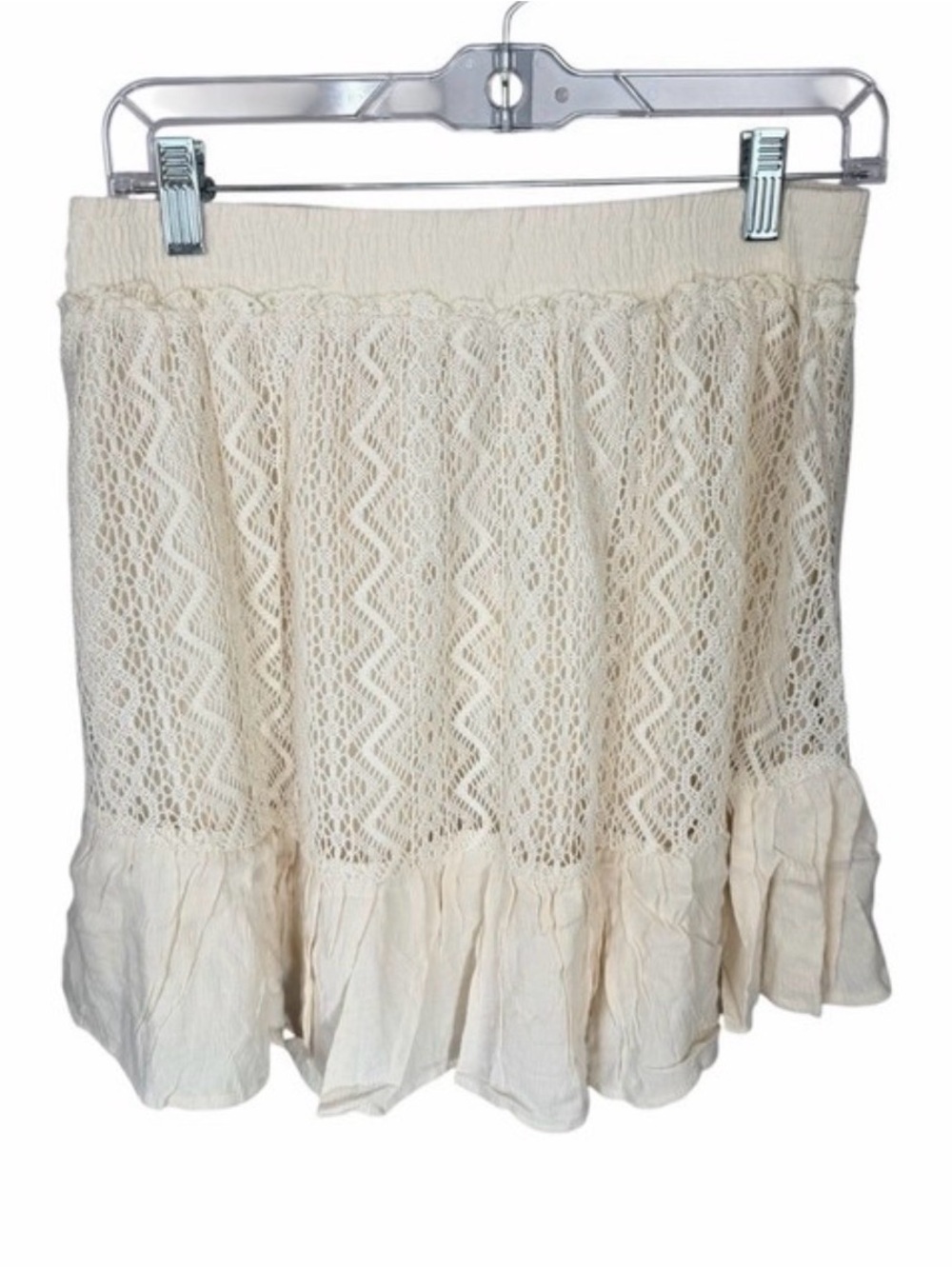 Umgee Cream Lace Ruffle Mini Skirt NWT - Picture 3 of 4